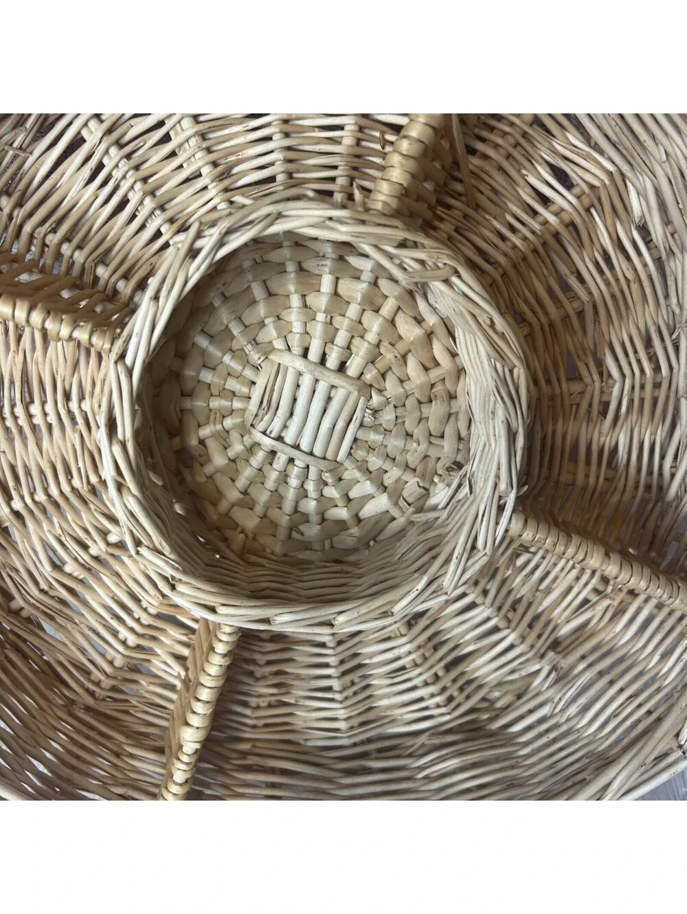 Wicker Divided Serving Tray Woven Rattan Chip & Dip Cottage Core Storage Basket